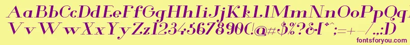 GlamorMediumextendeditalic Font – Purple Fonts on Yellow Background