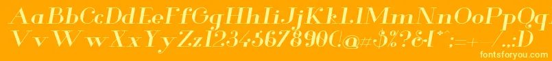 GlamorMediumextendeditalic Font – Yellow Fonts on Orange Background