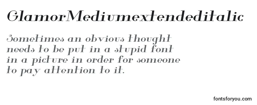 Review of the GlamorMediumextendeditalic Font
