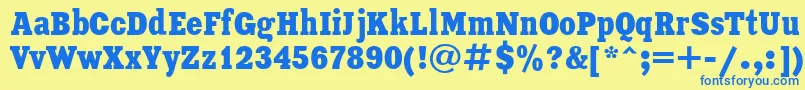 XeniaCondensedCyrillic-Schriftart – Blaue Schriften auf gelbem Hintergrund