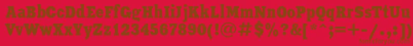 XeniaCondensedCyrillic-Schriftart – Braune Schriften auf rotem Hintergrund