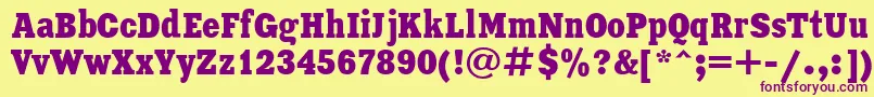 XeniaCondensedCyrillic-fontti – violetit fontit keltaisella taustalla