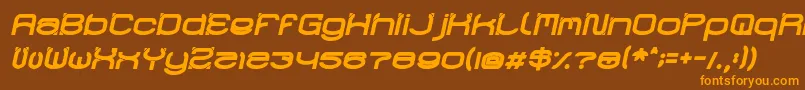 フォントRaynalizBoldItalic – オレンジ色の文字が茶色の背景にあります。