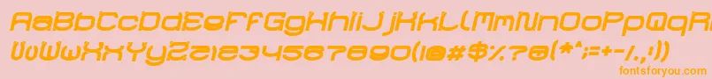 フォントRaynalizBoldItalic – オレンジの文字がピンクの背景にあります。