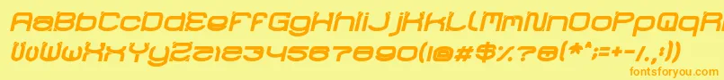 フォントRaynalizBoldItalic – オレンジの文字が黄色の背景にあります。