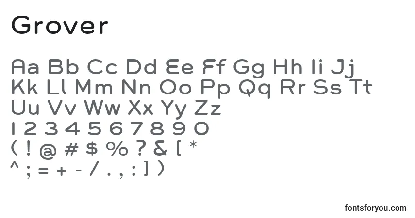 Schriftart Grover – Alphabet, Zahlen, spezielle Symbole