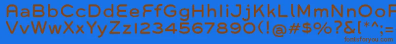 Grover-Schriftart – Braune Schriften auf blauem Hintergrund