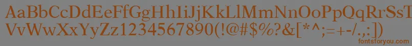 フォントA831RomanRegular – 茶色の文字が灰色の背景にあります。