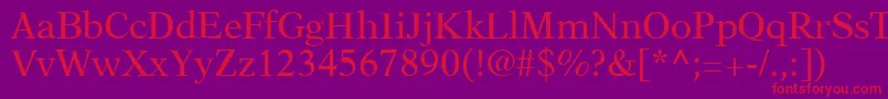 A831RomanRegular Font – Red Fonts on Purple Background