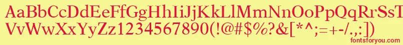 A831RomanRegular Font – Red Fonts on Yellow Background