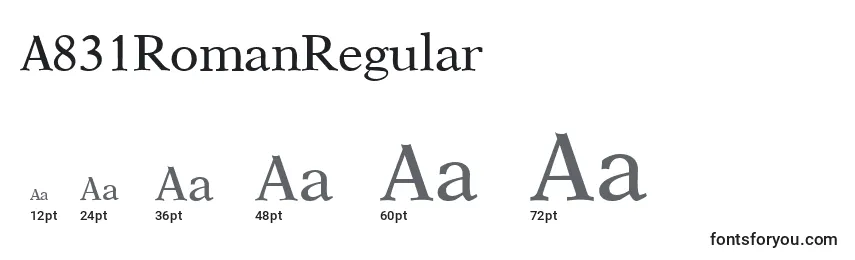 A831RomanRegular Font Sizes