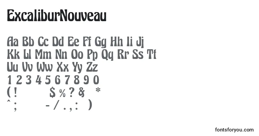 Czcionka ExcaliburNouveau – alfabet, cyfry, specjalne znaki