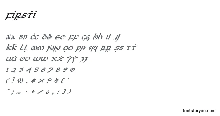 A fonte Firsti – alfabeto, números, caracteres especiais