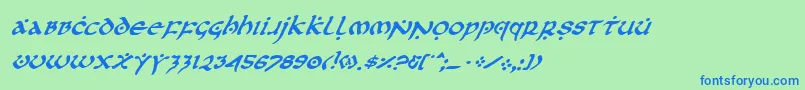 フォントFirsti – 青い文字は緑の背景です。