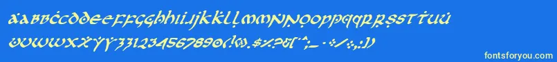 フォントFirsti – 黄色の文字、青い背景