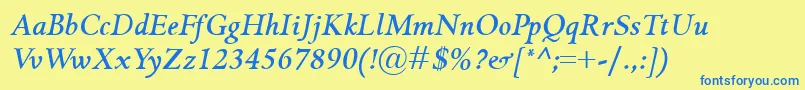 GriffoclassicoBolditalic Font – Blue Fonts on Yellow Background