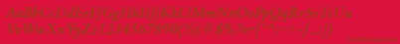 フォントGriffoclassicoBolditalic – 赤い背景に茶色の文字