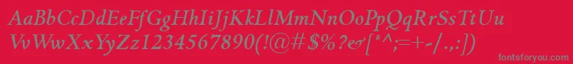 フォントGriffoclassicoBolditalic – 赤い背景に灰色の文字