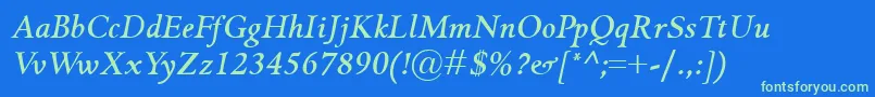 GriffoclassicoBolditalic Font – Green Fonts on Blue Background