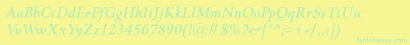 GriffoclassicoBolditalic Font – Green Fonts on Yellow Background
