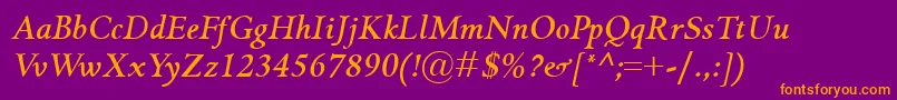 GriffoclassicoBolditalic Font – Orange Fonts on Purple Background
