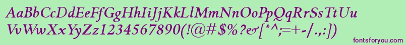 GriffoclassicoBolditalic Font – Purple Fonts on Green Background