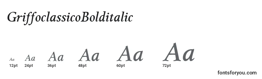 GriffoclassicoBolditalic Font Sizes