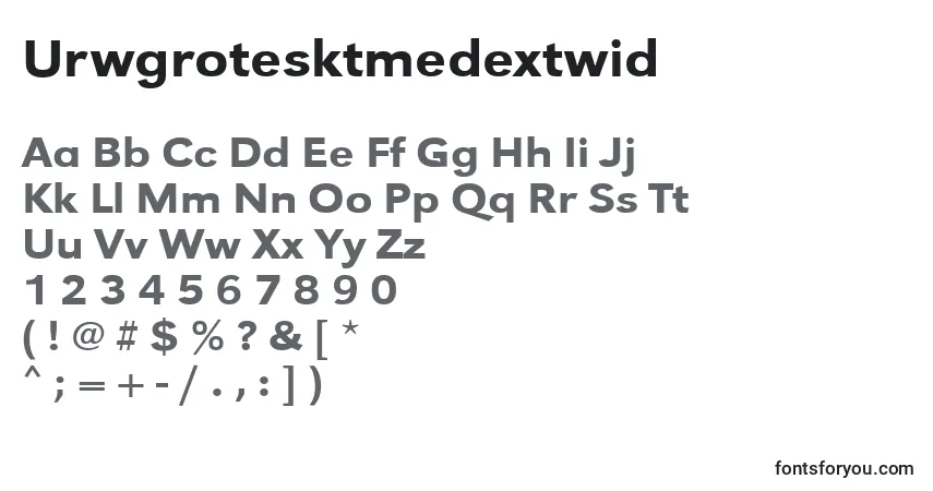 A fonte Urwgrotesktmedextwid – alfabeto, números, caracteres especiais