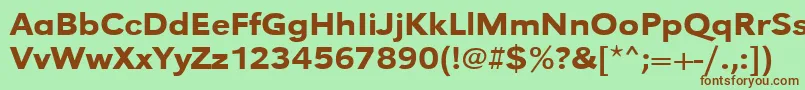 Urwgrotesktmedextwid-Schriftart – Braune Schriften auf grünem Hintergrund