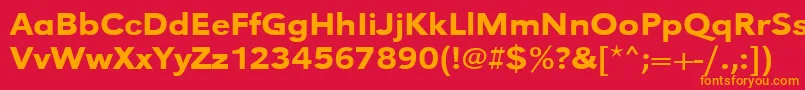 Fonte Urwgrotesktmedextwid – fontes laranjas em um fundo vermelho