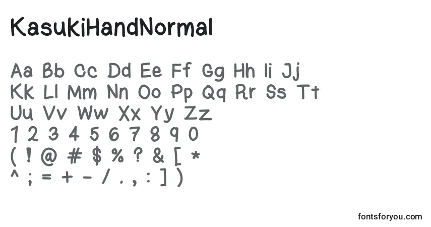 Czcionka KasukiHandNormal – alfabet, cyfry, specjalne znaki