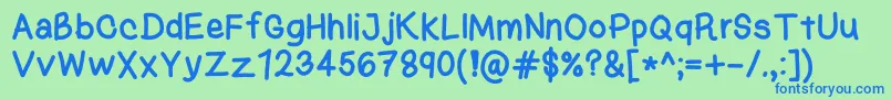 KasukiHandNormal Font – Blue Fonts on Green Background