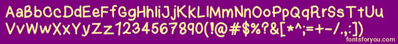 KasukiHandNormal-Schriftart – Gelbe Schriften auf violettem Hintergrund