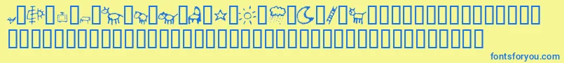 CrayonKids2 Font – Blue Fonts on Yellow Background
