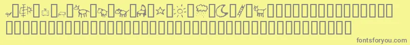 フォントCrayonKids2 – 黄色の背景に灰色の文字