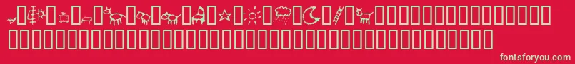 フォントCrayonKids2 – 赤い背景に緑の文字