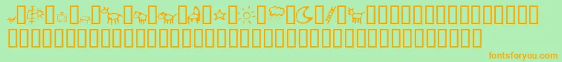 CrayonKids2 Font – Orange Fonts on Green Background