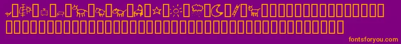 CrayonKids2 Font – Orange Fonts on Purple Background
