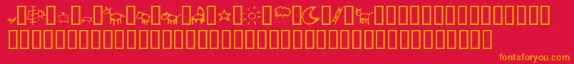 fuente CrayonKids2 – Fuentes Naranjas Sobre Fondo Rojo