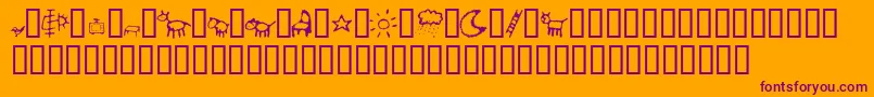 CrayonKids2 Font – Purple Fonts on Orange Background