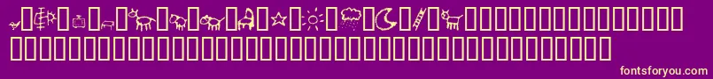 CrayonKids2 Font – Yellow Fonts on Purple Background