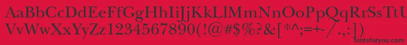 Newbaskervilleett-Schriftart – Schwarze Schriften auf rotem Hintergrund