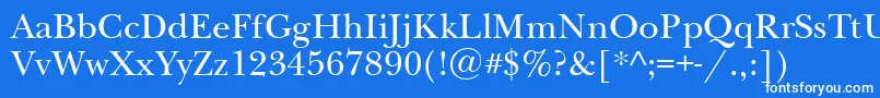 Newbaskervilleett-Schriftart – Weiße Schriften auf blauem Hintergrund