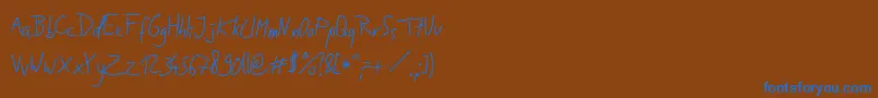 JakobsHandwritingOtf Font – Blue Fonts on Brown Background
