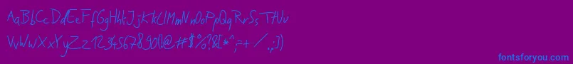 JakobsHandwritingOtf Font – Blue Fonts on Purple Background