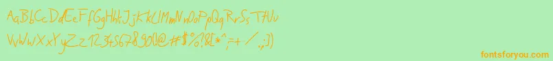 JakobsHandwritingOtf Font – Orange Fonts on Green Background