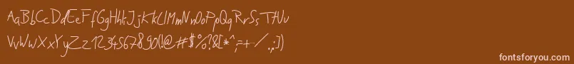 フォントJakobsHandwritingOtf – 茶色の背景にピンクのフォント