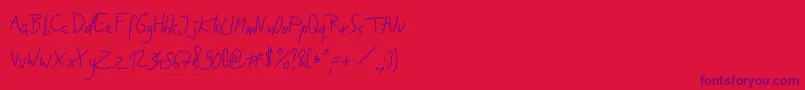 JakobsHandwritingOtf Font – Purple Fonts on Red Background