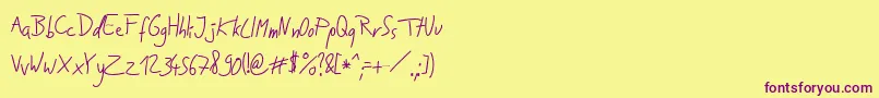 Шрифт JakobsHandwritingOtf – фиолетовые шрифты на жёлтом фоне