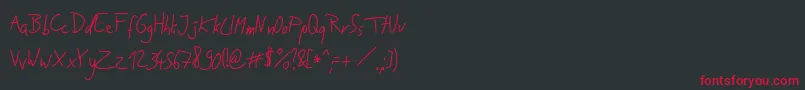 JakobsHandwritingOtf Font – Red Fonts on Black Background